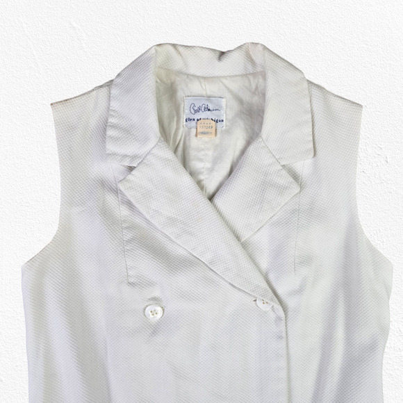 1960s Vintage White Sleeveless Mod Double Breasted Sporty Shift Dress Size 2 - Picture 2 of 14